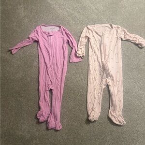 Carter's Kids One Piece Footies - Light Purple flowers and Light Pink rainbow
